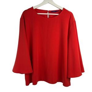 Apt. 9 Size XL Kimono Sleeve Blouse Cherry Tulip Red Round Neck Flowy Holiday